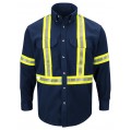 Bulwark SLUC Men&#039;s Midweight FR Enhanced Visibility Uniform Shirt with reflective trim, navy, 2xl-