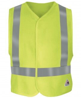Bulwark VMV2YE-L/XLL Men's FR Hi-Visibilty Safety Vest, Adjustable L/XL, yellow-