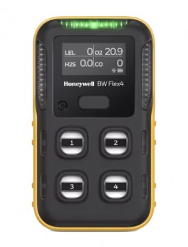 Honeywell BW™ Flex 4/5 Multi-Gas Detector, LEL-IR, O<sub>2</sub>, H<sub>2</sub>S, CO, yellow-