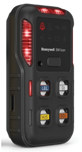 Honeywell BW Icon Series Multi-Gas Detector, %LEL(IR)/O&lt;sub&gt;2&lt;/sub&gt;/H&lt;sub&gt;2&lt;/sub&gt;S/SO&lt;sub&gt;2&lt;/sub&gt;, black-