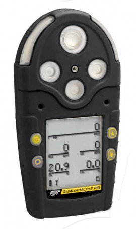 Honeywell BW GasAlertMicro 5 Multi-Gas Detector, with rechargeable battery, %LEL/O<sub>2</sub>/H<sub>2</sub>SCO/NH<sub>3</sub>, black-