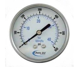 Chem Oil 101D-254B Pressure Gauge, 0 to 15 psi, lower mount-