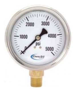 Chem Oil 210L-254K Liquid Fillable Gauge, 0 to 600 psi, 2.5&amp;quot; dial-
