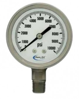 Chem Oil 310L-254N Liquid Fillable Gauge, 0 to 1500 psi, stainless steel-