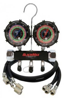 CPS MBH4P5AZ 2-Valve Manifold and Gauge Set, 1/4in SAE Fittings-