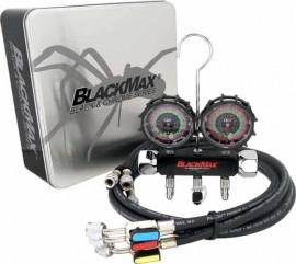 CPS MBH5P5EZ BlackMax Manifold and Gauge Set with ball valves, 2-valve, &amp;frac14;&amp;quot; SAE fittings-