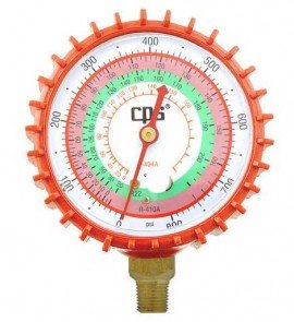 CPS RGHHB High-Pressure Gauge with Rubber Boot, R-22/R-404A/R-410A, 2.5in-