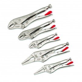 Crescent CLP5SETN 5-Piece Curved Jaw and Long Nose Locking Pliers Set-