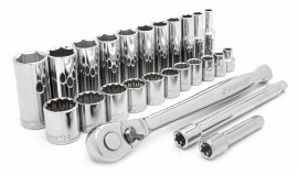 Crescent CSWS8N 25-Piece 6- and 12-Point Standard/Deep Mechanics Tool Set, 0.38" drive, SAE-