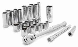 Crescent CTK30SETN 30-Piece 6- and 12-Point Standard/Deep Mechanics Tool Set, 0.38" drive, SAE/Metric-