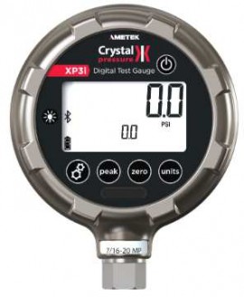 Ametek Crystal XP3i Series Digital Pressure Gauge with dual line display, 0 to 1000 psi, 4.5&quot; dial, ¼&quot; NPT panel mount, diecast aluminum housing-