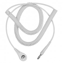 DESCO 09219 Jewel Coil Cord with 0.16" snap socket, white, 10'-