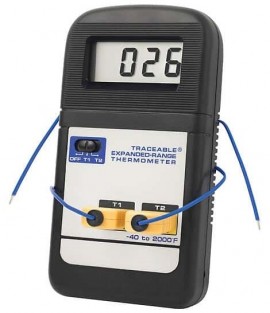 Digi-Sense 37803-93 Traceable Dual-Input Expanded Range Thermocouple Thermometer, Fahrenheit-