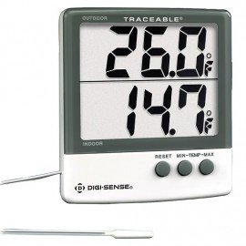 Digi-Sense 90000-75 Traceable Indoor/Outdoor Digital Thermometer with Giant Dual-Display, -58 to 158&amp;deg;F-