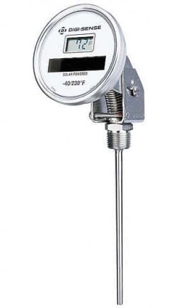 Digi-Sense 90131-04 Adjustable Solar-Powered Thermometer, -50 to 150&amp;deg;C, 4&amp;quot; Stem-