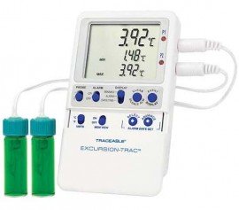 Digi-Sense 98767-64 Excursion-Trac Data Logging Thermometer, 2 vaccine bottle probes-