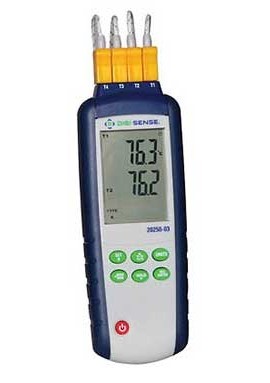Digi-Sense WD-20250-03 4-Input Data-Logging Thermocouple Probe Thermometer with NIST Traceable Calibration Certificate, Type K/J-