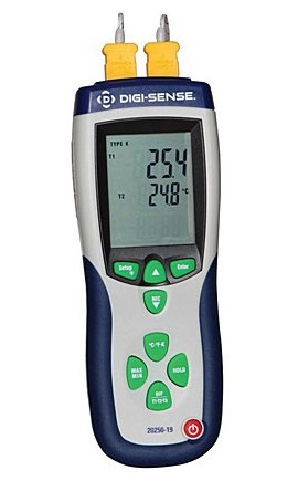 Digi-Sense WD-20250-19 Professional 2-Input Data-Logging Thermocouple Probe Thermometer, Type K-