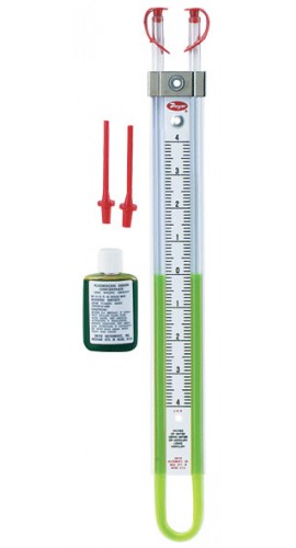 Dwyer 1222-M600-D U-Tube Manometer (300-0-300mm w.c.) using red gauge fluid-