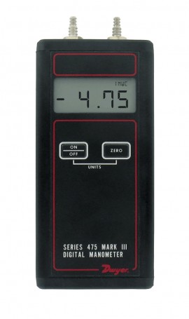 Dwyer 475-1-FM Handheld Digital Manometer, 0 to 20&amp;quot;H&lt;sub&gt;2&lt;/sub&gt;O, 10 psi-