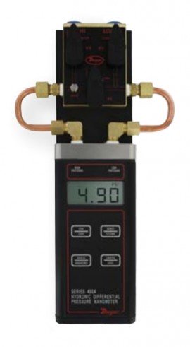 Dwyer 490A-2-3V Wet/Wet Handheld Hydronic Differential Pressure Manometer with 3-way vent valve, 0 to 30 psi-