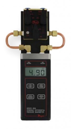 Dwyer 490A-4-3V Wet/Wet Handheld Hydronic Differential Pressure Manometer with 3-way vent valve, 0 to 100 psi-