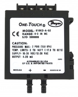 Dwyer 616KD-00 Differential Pressure Transmitter, 0 to 1 in w.c.-