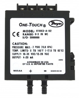 Dwyer 616KD-56 Differential Pressure Transmitter, 750-0-750 Pa-