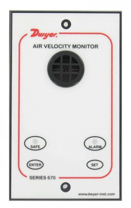 Dwyer 670 Fume Hood Monitor, 30 to 400 FPM-