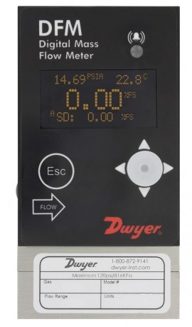 Dwyer DFM-37010-V-ALA2 Digital Flow Meter, 0 to 1000 ml/min-
