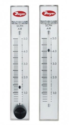 Dwyer RMA-21-TMV Flow Meter, 2&quot; Scale, 1-10 LPM Air, Top Mounted Valve-