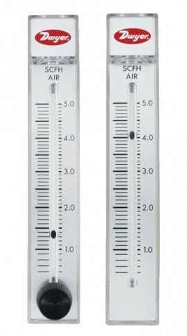 Dwyer RMA-25-BV Flow Meter, 2" Scale, 10-100 LPM Air, Brass Valve-