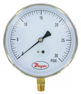 Dwyer SG5-G0122N Pressure Gauge, 0 to 30&quot; Hg (-100 to 0 kPa)-