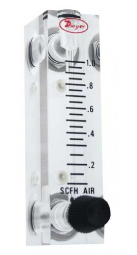 Dwyer VFA-26-SSV Flow Meter, 2" Scale, 6-50 LPM Air, SS Valve-