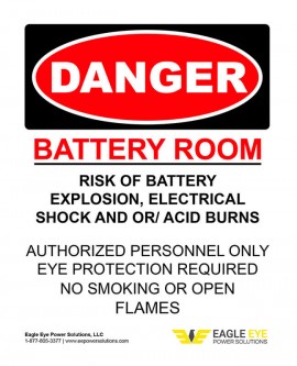 Eagle Eye BA-SIGNS-ROOM Danger: Battery Room Sign-