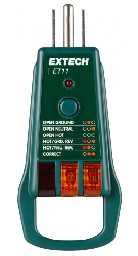 Extech ET Series GFCI Receptacle Tester for type B electrical outlets-