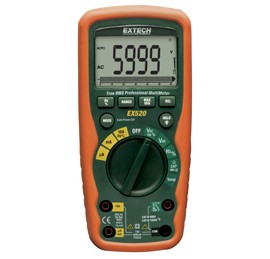 Extech EX520-NIST Heavy Duty True RMS Industrial Multimeter, 20A,-