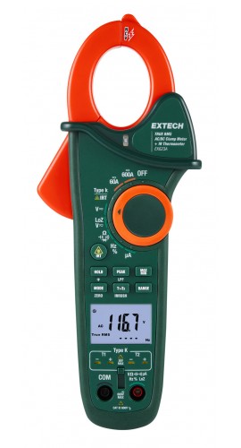 Extech EX623A True RMS AC/DC Clamp Meter with IR thermometer and NCV, 0.01 to 600 A-