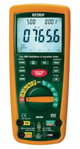 Extech MG302-NIST True RMS Wireless Multimeter/Insulation Tester, 4000M&amp;frac12;,  -