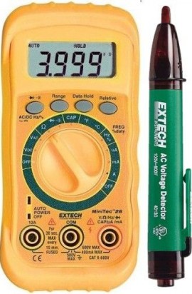 Extech MN26V multimeter, mini tec w/free volt detector-