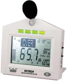 Extech SL130W-NIST Sound Level Alert with Alarm, 30 -130dB, includes NIST Traceable Certificate-