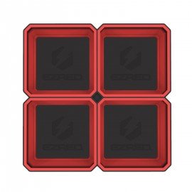 EZRED EZTRAY-QRD Expandable Magnetic Parts Quad Tray, red-