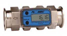 FLOMEC G2S15TQ9GMB 1-1/2" Tri-Clover Sanitary Turbine Stainless Steel Flowmeter, 10-100 GPM (38.0-380 LPM)-