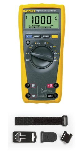 Fluke 179 True RMS Digital Multimeter with TPAK toolpak magnetic meter hanger kit-