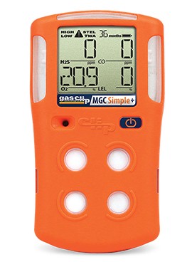 Gas Clip MGC-S-Plus Multi-Gas Detector, H<sub>2</sub>S/CO/O<sub>2</sub>/LEL, three-year-