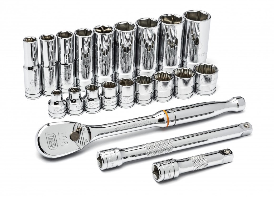 GearWrench 80557 &frac38;" Drive 6 & 12-point Standard & Deep SAE Mechanics Tool Set, 21-piece