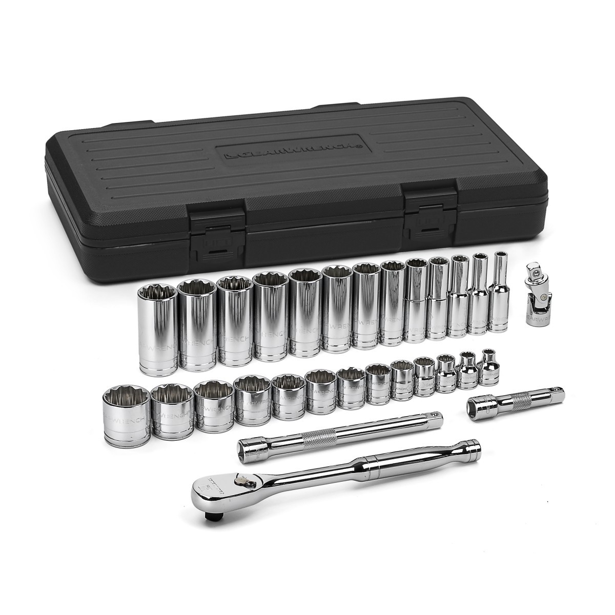 GearWrench 80568 &frac38;" Drive 12 Point Standard and Deep SAE Mechanics Tool Set, 30 pieces