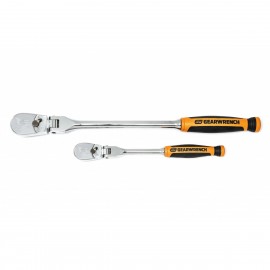 GearWrench 81204T &amp;frac14;&amp;quot; and &amp;frac38;&amp;quot; Drive 90 Tooth Dual Material Flex Head Teardrop Ratchet Set-