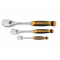 GearWrench 81207T &amp;frac14;&amp;quot; &amp;frac38;&amp;quot; and &amp;frac12;&amp;quot; Drive 90 Tooth Dual Material Teardrop Ratchet Set, 3 pieces-