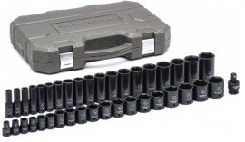 GearWrench 84947N 39-Piece Standard and Deep Impact SAE Socket Set, 0.5&amp;quot; drive, 6-point-
